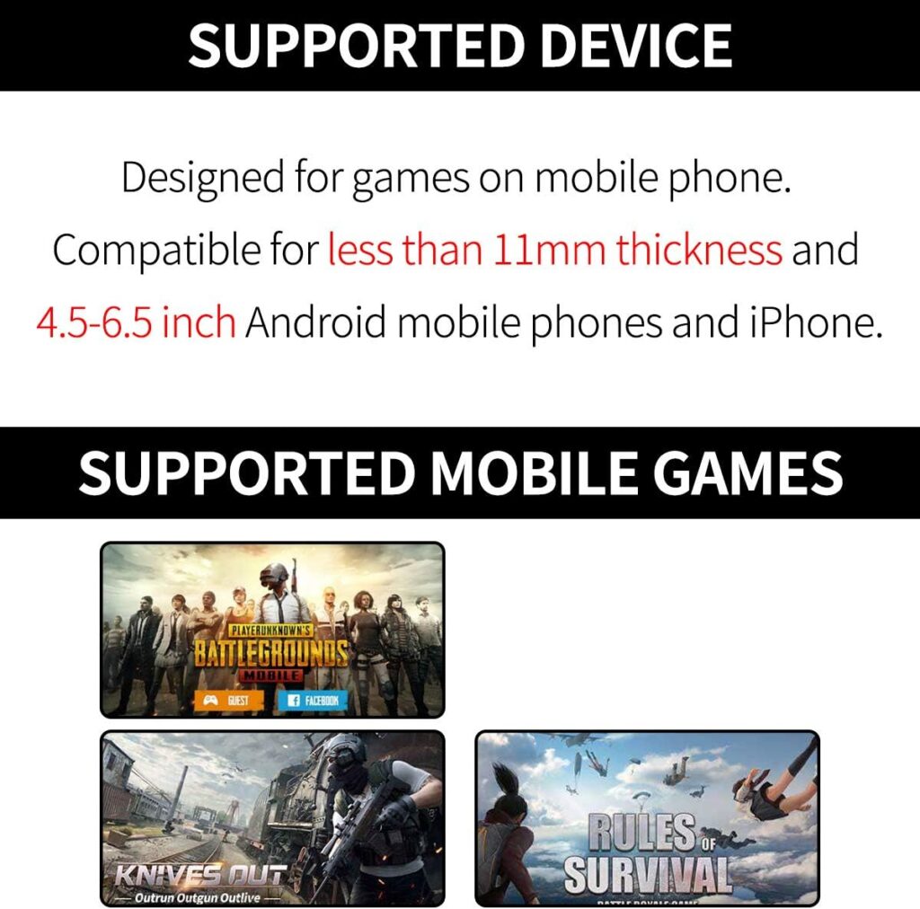 【1 Pair】 IFYOO Z108 Mobile Gaming Controller Compatible with PUBG Mobile/Fortnitee Mobile/Call of Duty Mobile, Sensitive Shoot and Aim Trigger L1R1 Compatible with Android  iPhone