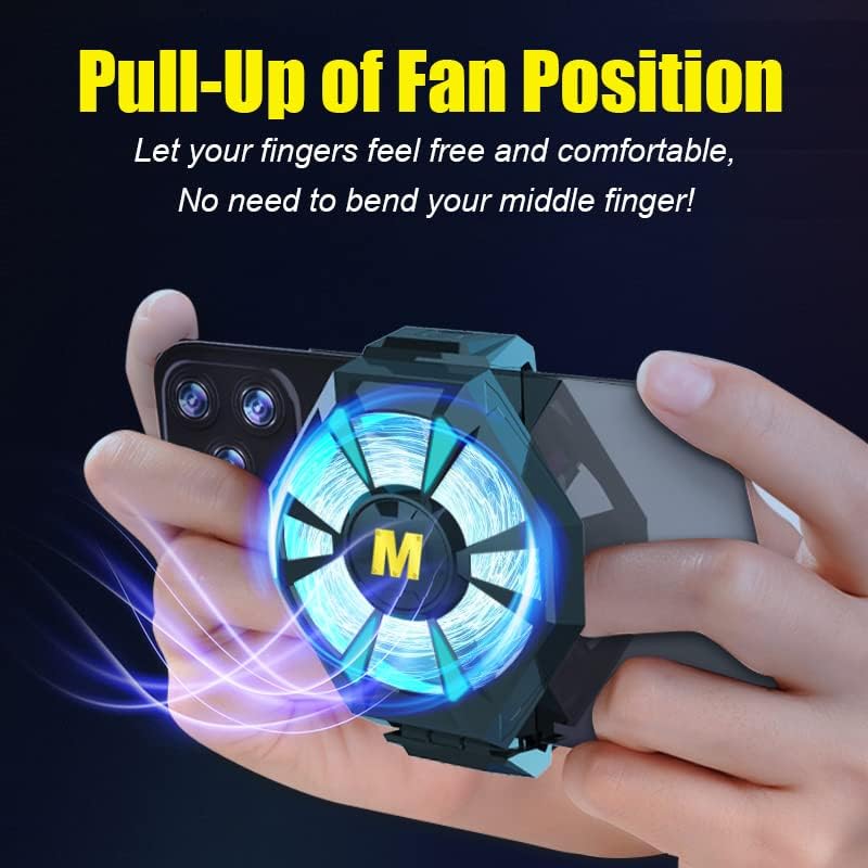 17 in 1 Universal Mobile Phone Cooler Radiator with LED Light, Cell Phone Cooling Fan Heat Sink, 2pcs L2R2 Mobile Game Controller Triggers for PUBG/Fortnite/Call of Duty w/ 12pcs Finger Gloves Sleeves