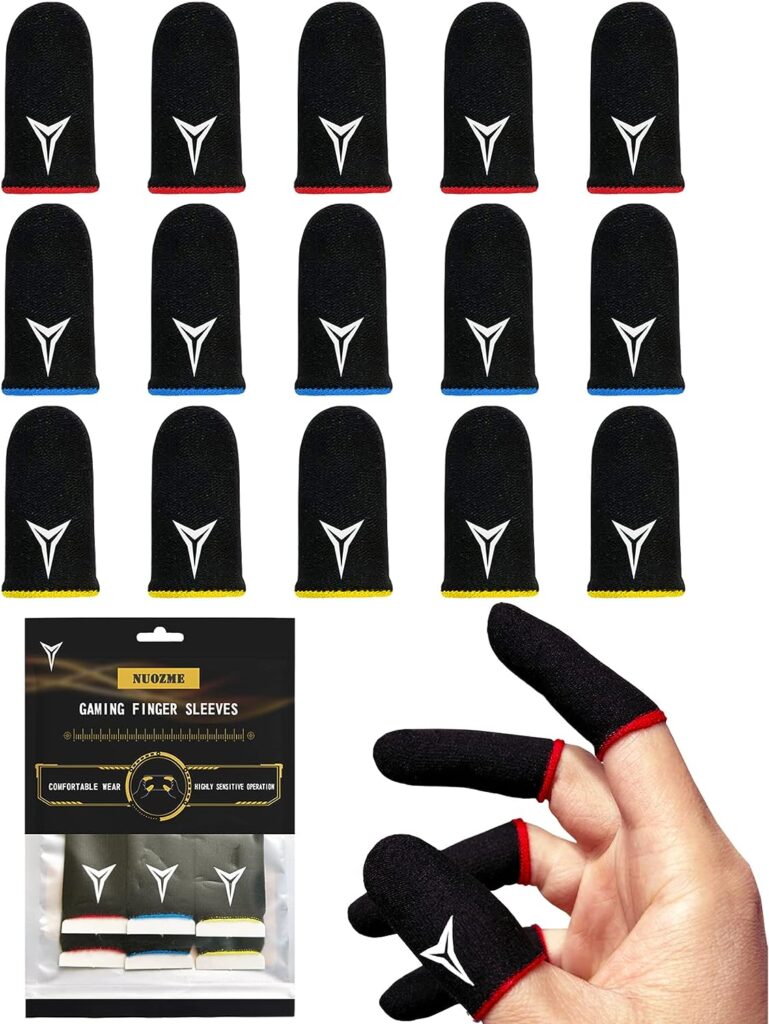 3 Colors 15 Pack E-Sports Light Model Gaming Finger Sleeves, 0.15mm Superconducting Nanofibers, Smooth Feel, Anti-Sweat, Extremely Thin, Fit All Touchscreen Devices