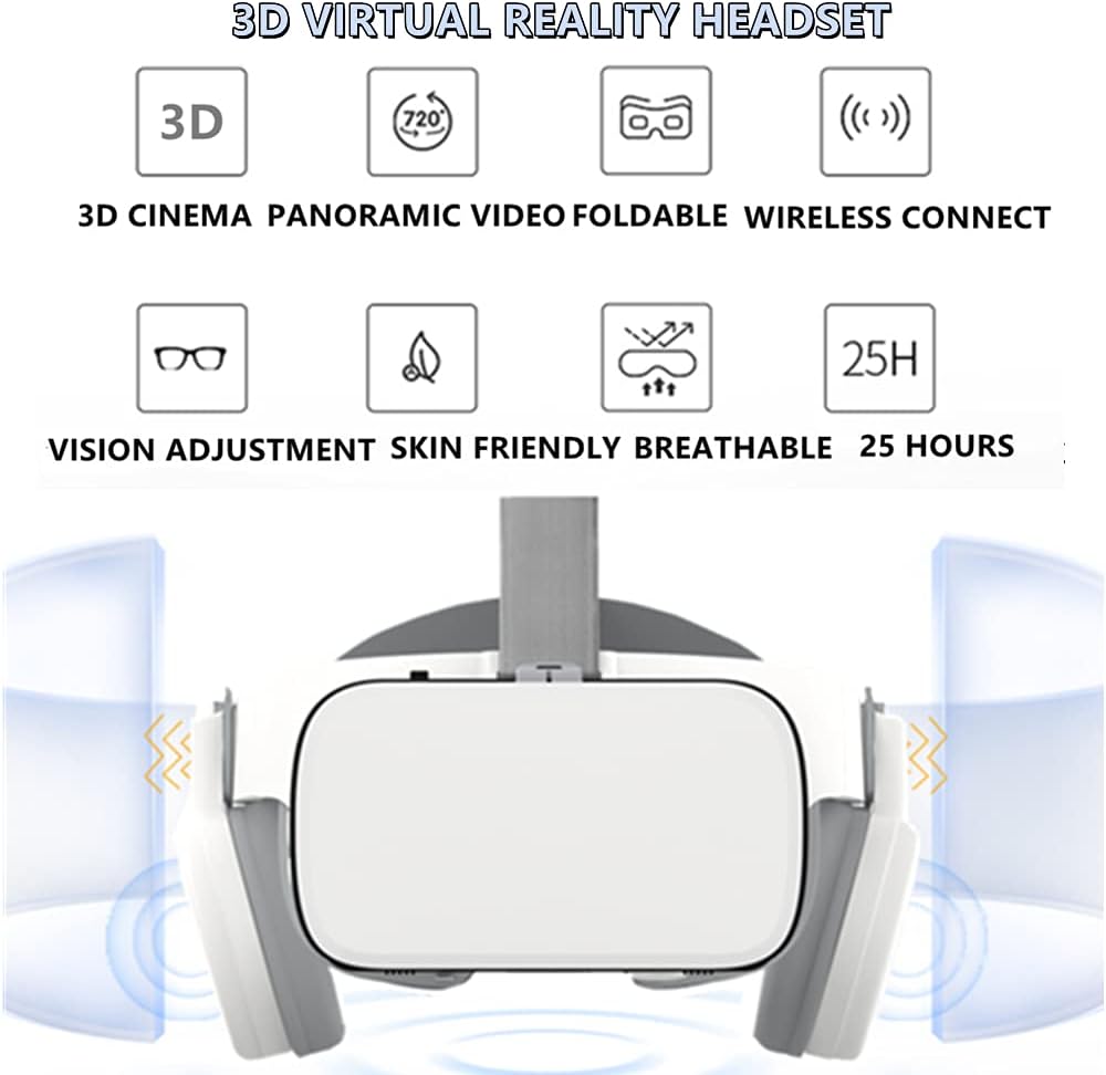 3D Virtual Reality VR Headset with Wireless Remote Control, VR Goggles/Glasses for IMAX Movies  Play Games, Compatible for Android iOS iPhone 12 11 Pro Max Mini X R S 8 7 Samsung 4.7-6.2 Cellphone