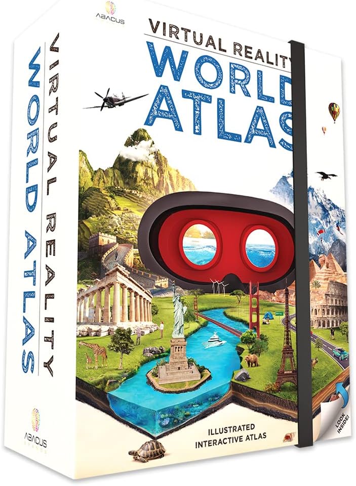 Abacus Brands Virtual Reality World Atlas - Illustrated Interactive VR Atlas and STEM Learning Activity Set