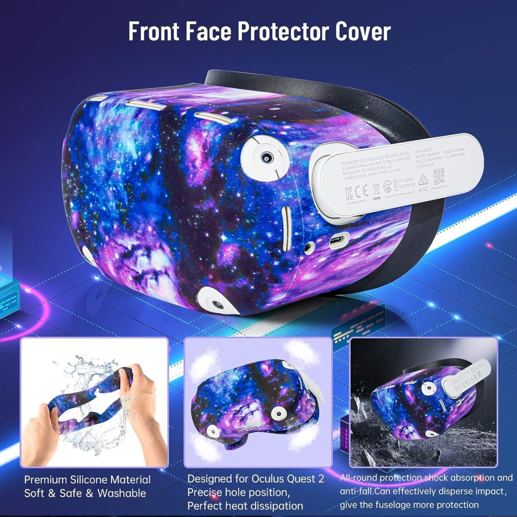 Accessories Compatible with Oculus Quest 2丨All in One VR Headset Silicone Face Cover丨VR Shell Cover丨Compatible with Quest 2 Touch Controller Grip Cover丨Protective Lens Cover丨Disposable Eye Cover