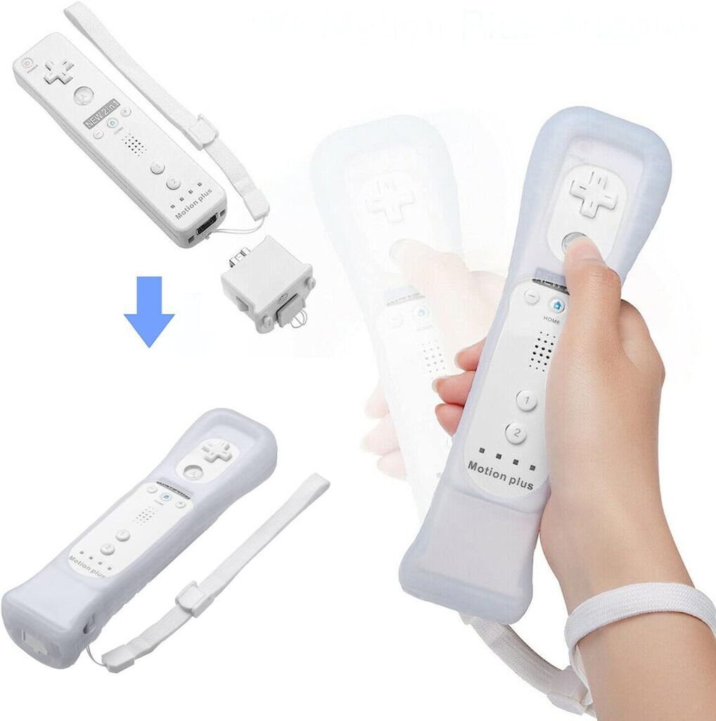 bangbird Motion Plus Adapter Sensor W/Silicon Case for Nintendo Wii Remote Controller, MotionPlus Adaptor Accelerator - 2 Pcs White