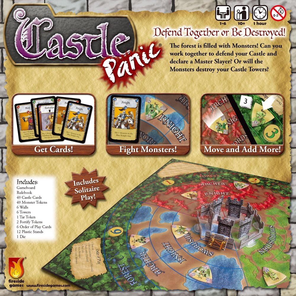 Castle Panic Cooperative Board Game – Defend Towers Against Goblins, Orcs,  Trolls for Game Night – 4 Game Modes – 1 to 6 Players – Strategy Board Games for Adults  Kids 8+ by Fireside Games