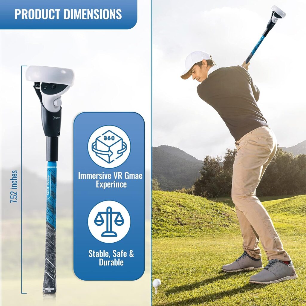 Circuit Crave Dual VR Golf Club Accessories Compatible with Oculus Meta Quest 2 Controllers - Left and Right Silicone Golf Club Grips, Virtual Reality Golf Simulator Real Golf Game Experience