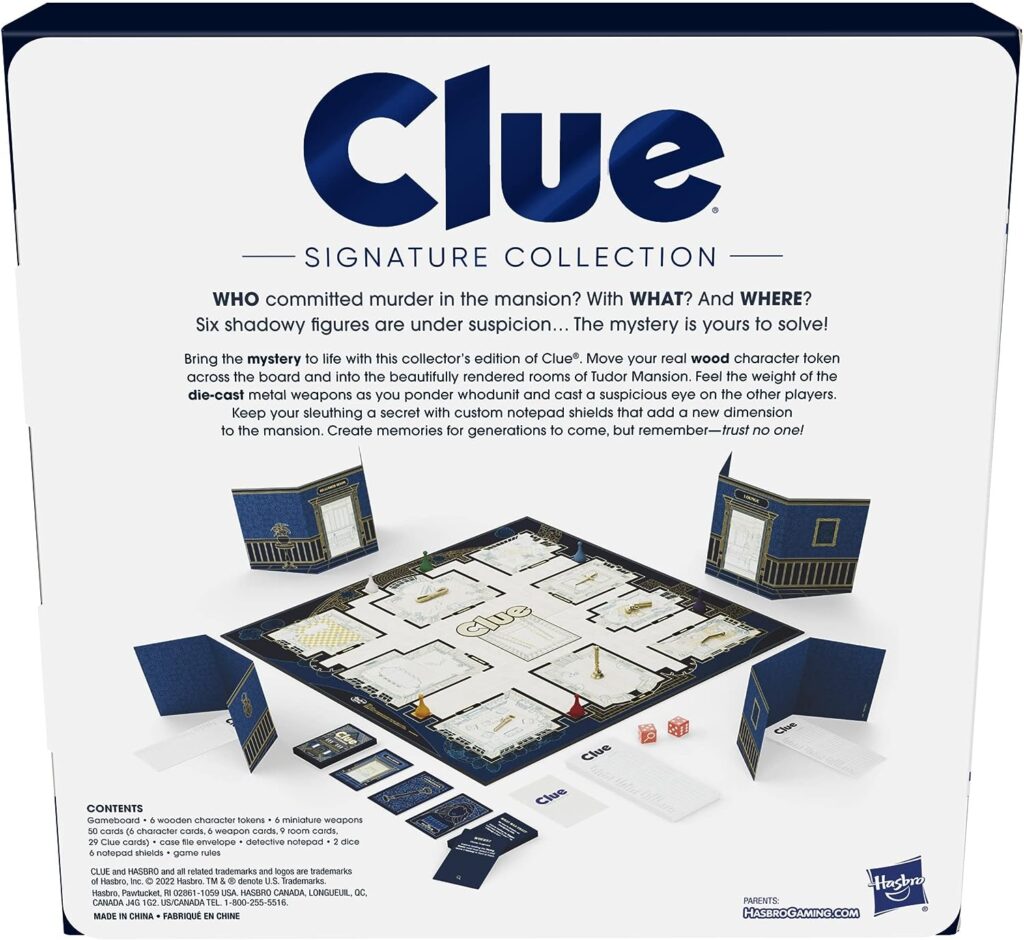 Clue Board Game Signature Collection, Premium Packaging and Components, Family Games for Kids and Adults, Mystery Games for 2 to 6 Players