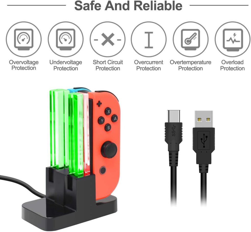 FastSnail Charging Dock Compatible with Nintendo Switch for Joy Con  OLED Model Controller with Lamppost LED Indication, Charger Stand Station with Charging Cable