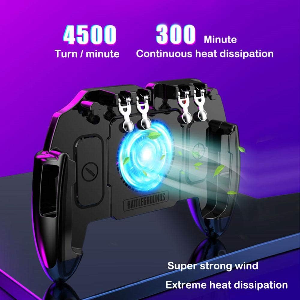 FURZEQIFA PUBG Mobile Controller Joystick Turnover Button Gamepad for PUBG iOS Android Six Finger Operating Gamepad With Cooling Fan