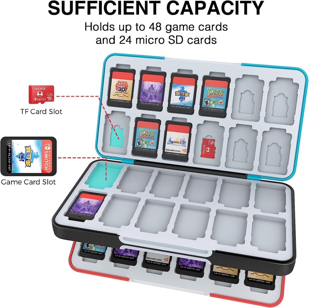 HEIYING Game Card Case for Nintendo SwitchSwitch OLED,Customized Pattern Switch Lite Game Card Case with 48 Game Card Slots and 24 Micro SD Card Slots.
