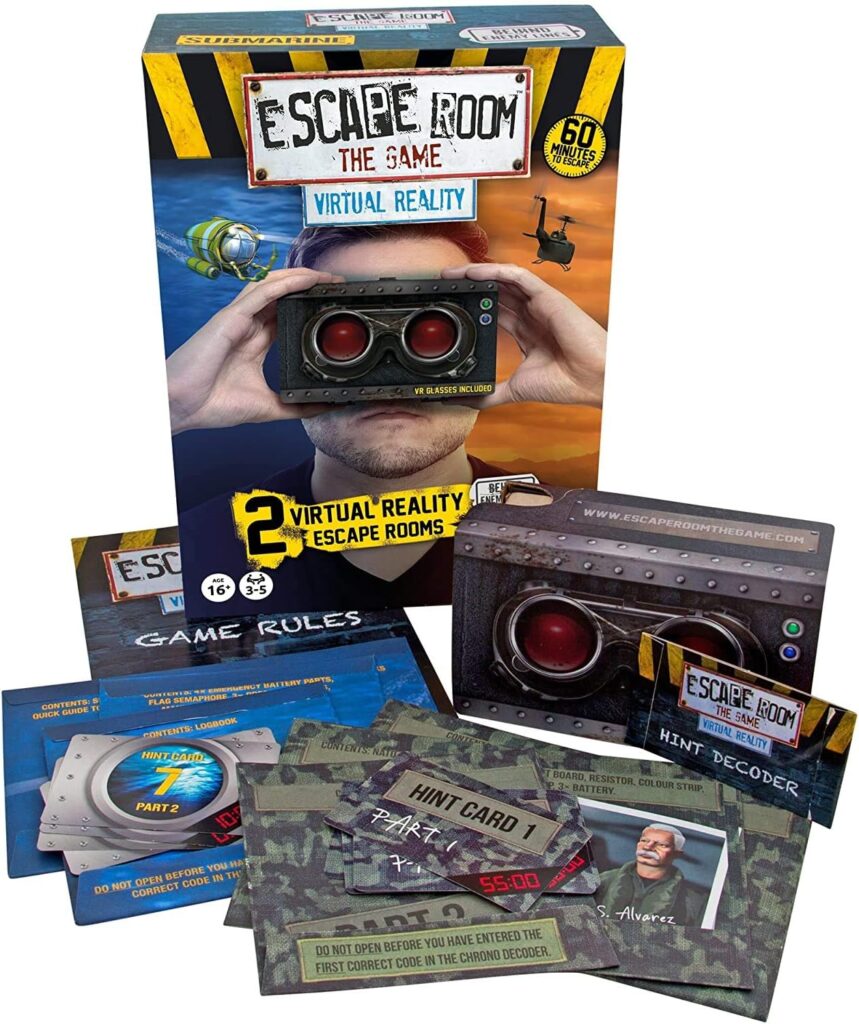 Identity Games [www.identity games.com] Escape Room The Game Virtual Reality Expansion Pack | 2 VR Adventures with Viewer Glasses  Smartphone App | Solve The Mystery Board Game for Adults and Teens