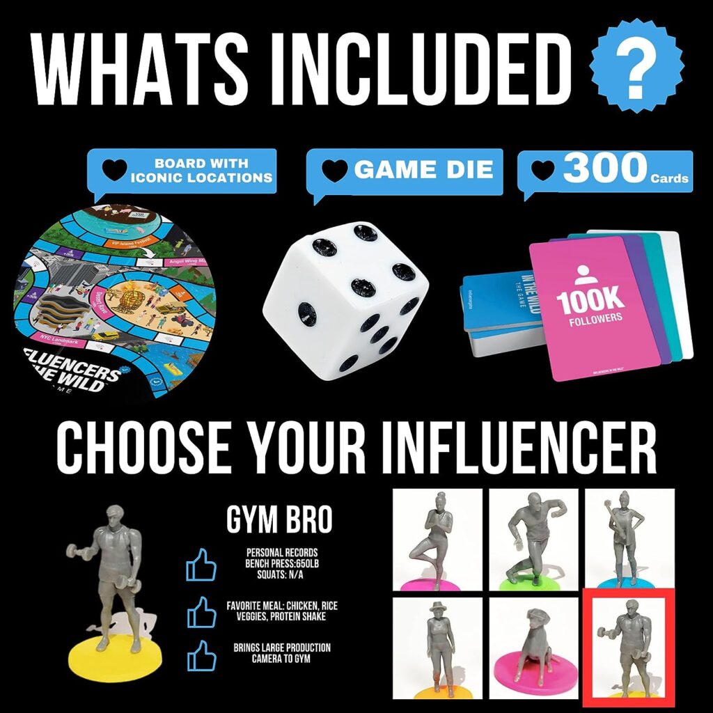 Influencers in the Wild Board Game - 2-6 Players - Built by Tank Sinatra  Tanks Good News - Social Media Board Games for Adults, Social Media Merchandise Card Games for Adults