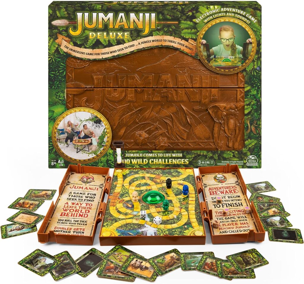Jumanji Deluxe Game, Immersive Electronic Version of The Classic Adventure Movie Board Game, with Lights and Sounds, for Kids  Adults Ages 8 and up