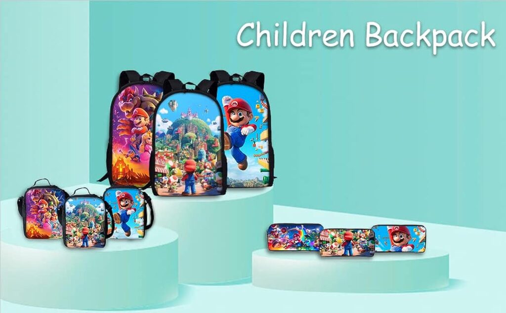 MAJZZQ Cartoon Game Backpack Set Lightweight Laptop Backpack Travel Backpacks For Boys Girls 3 Piece back to school supplies cartoon backpack set backpack with lunch bag and pencil case (Style 3)