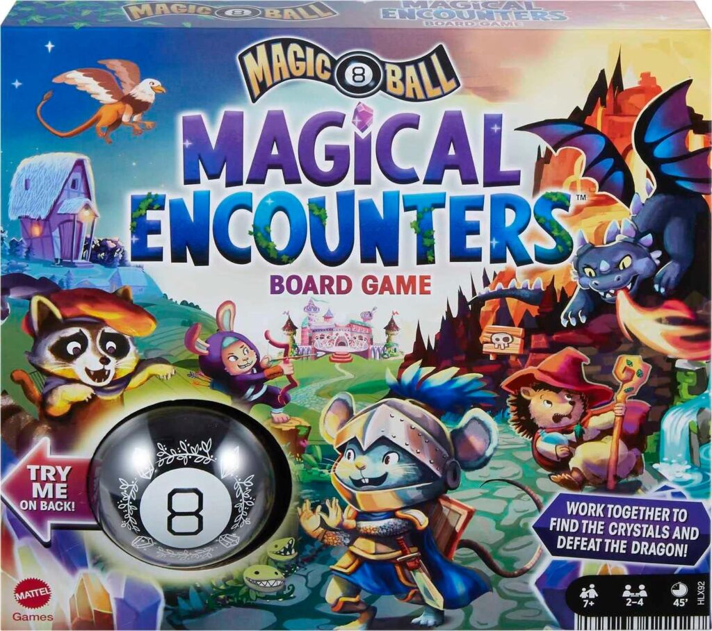 Mattel Games Magic 8 Ball Magical Encounters Board Game for Kids, Cooperative Family Game with Real Magic 8 Ball