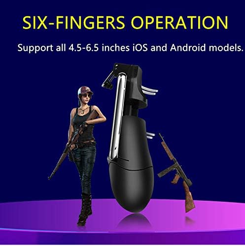 Mobile Game Controller[The Latest Version] 4 Trigger with 4000mAh Power Bank Cooling Fan for PUBG/Call of Duty/Fotnite [6 Finger Operation] L1R1 L2R2 Gamepad Trigger for 4.7-6.5 iOS Android Phone