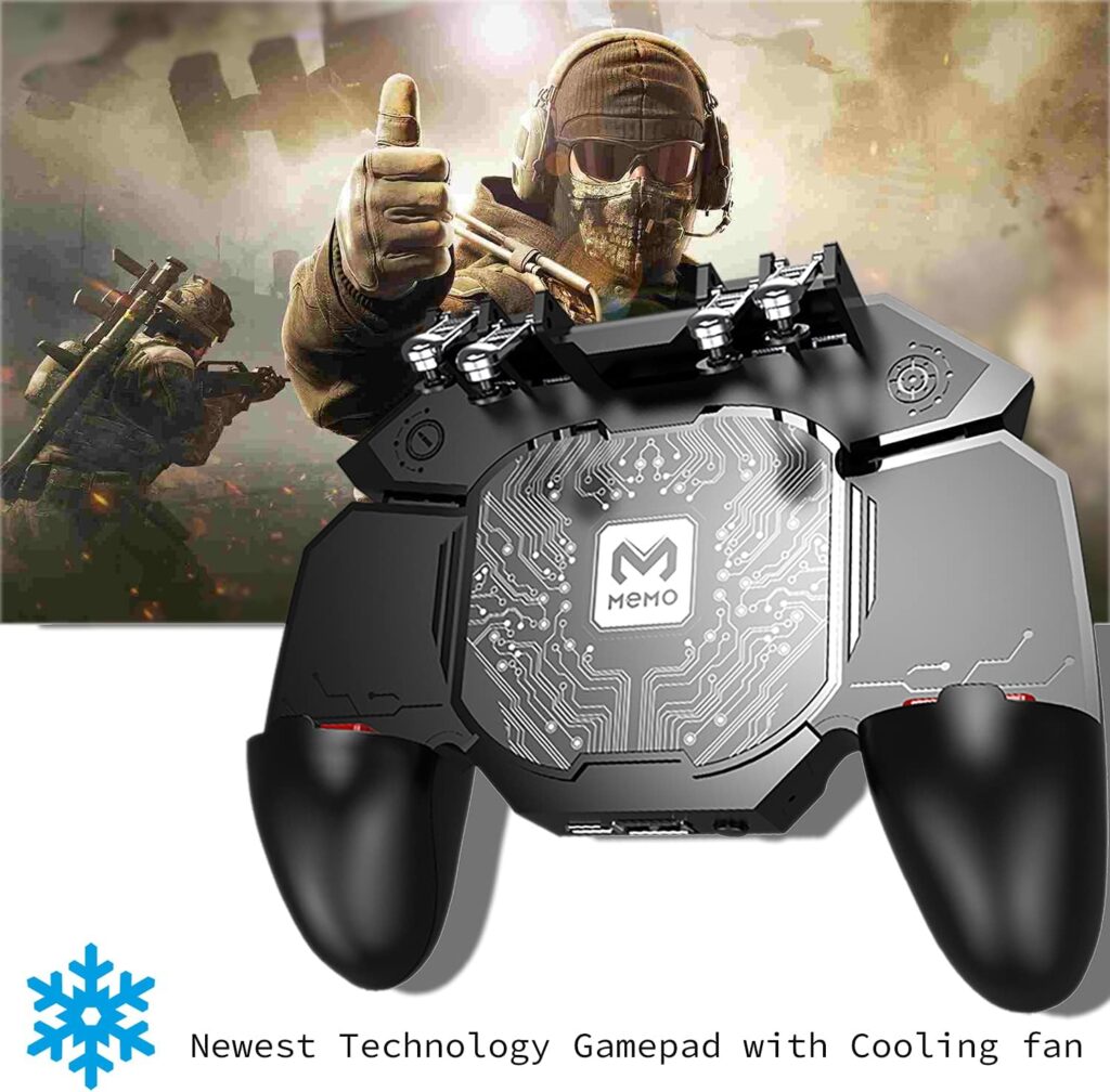 Mobile Phone Controller, Claw Controller, PUBG Triggers Fast Cooling Fan, 6 Fingers Grip Gamepad, L1R1 Trigger Phone Game Radiator, Gaming Remote Fits for PUBG/Fortnite/Rules of Survival Game/COD