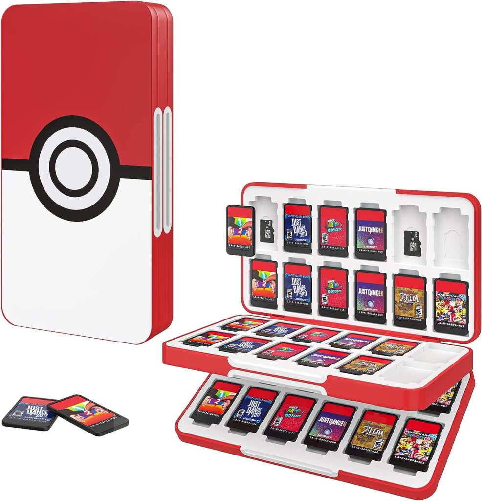 MoKo 48 Game Card Case Compatible with Nintendo Switch OLED 2021/Switch/Switch Lite, Switch Games Holder Case for 48 Switch Game Card 24 SD Card, Slim Portable Game Card Storage Box, Pokeball
