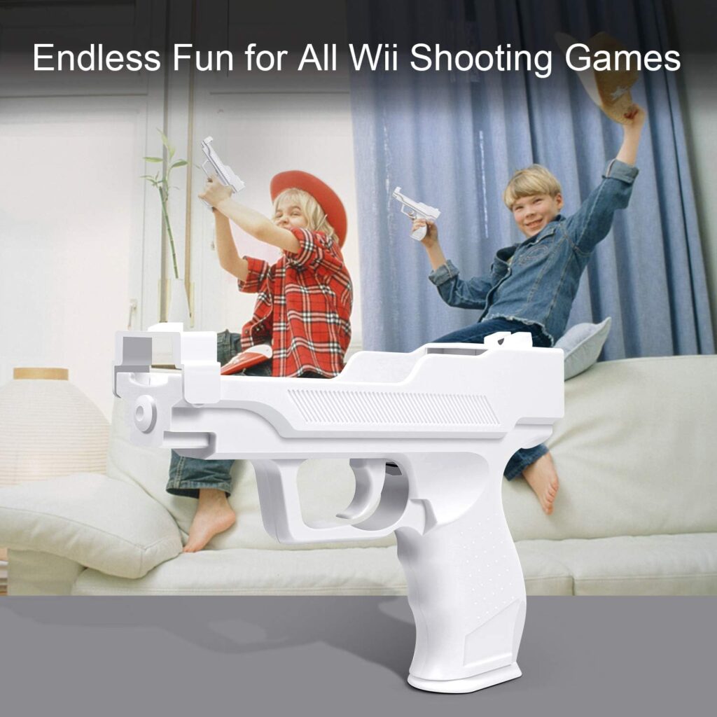 Motion Plus Gun Compatible with Nintendo Wii Controller + Wii Shooting Games (White,Set of 2)
