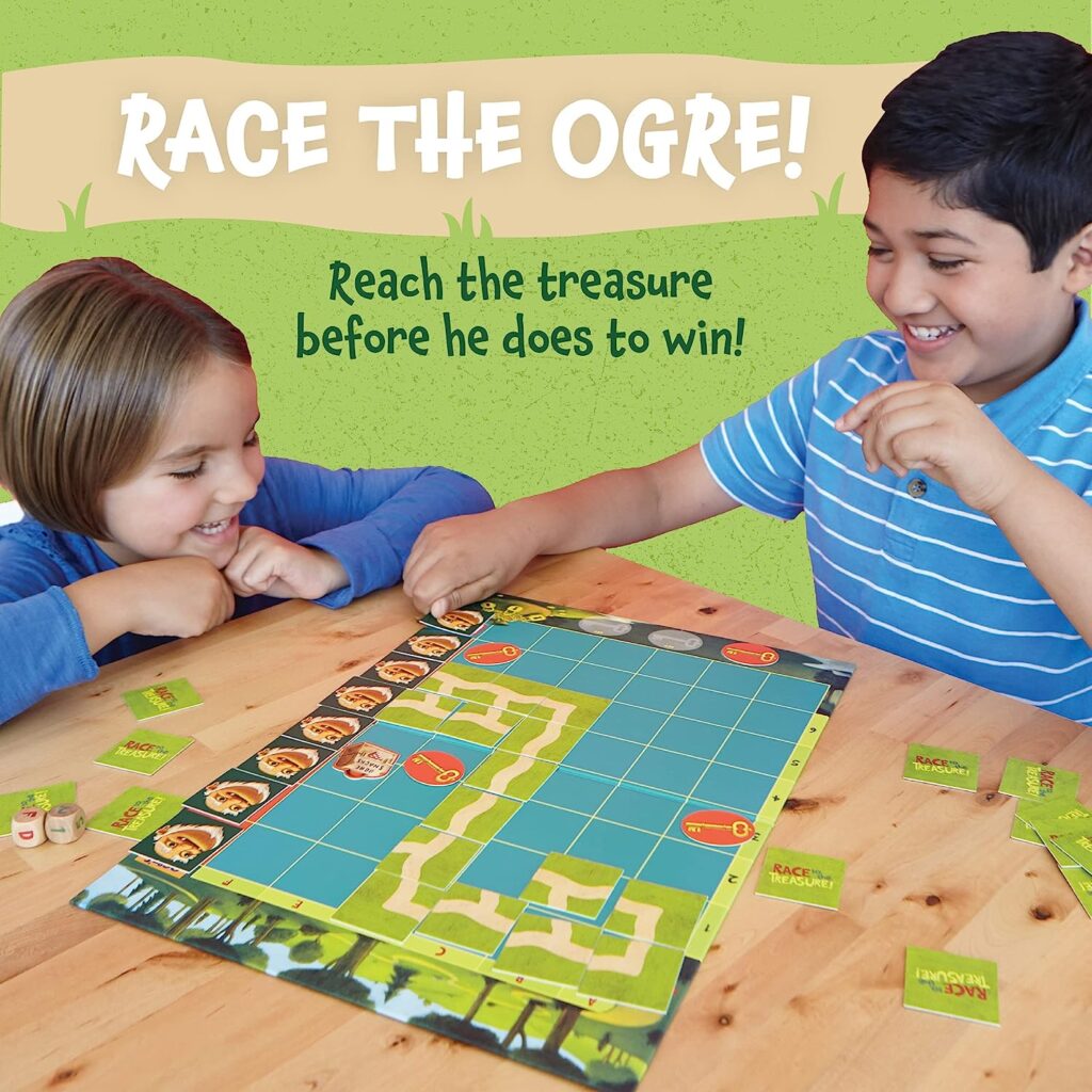 Peaceable Kingdom Race to the Treasure! Cooperative Path Building Game for 2 to 4 Kids Ages 5+