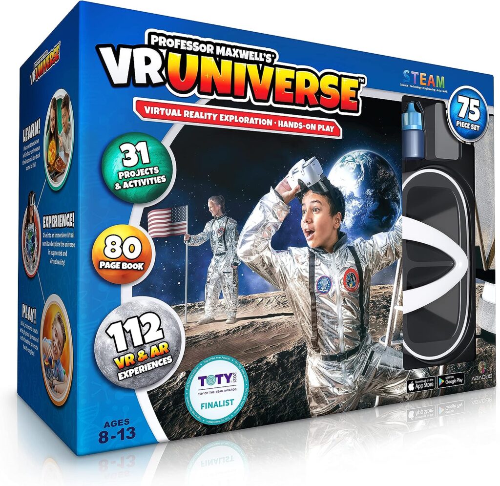 Professor Maxwells VR Universe - Virtual Reality Kids Space Science Book and Interactive STEM Learning Activity Set (Full Version - Includes Goggles)