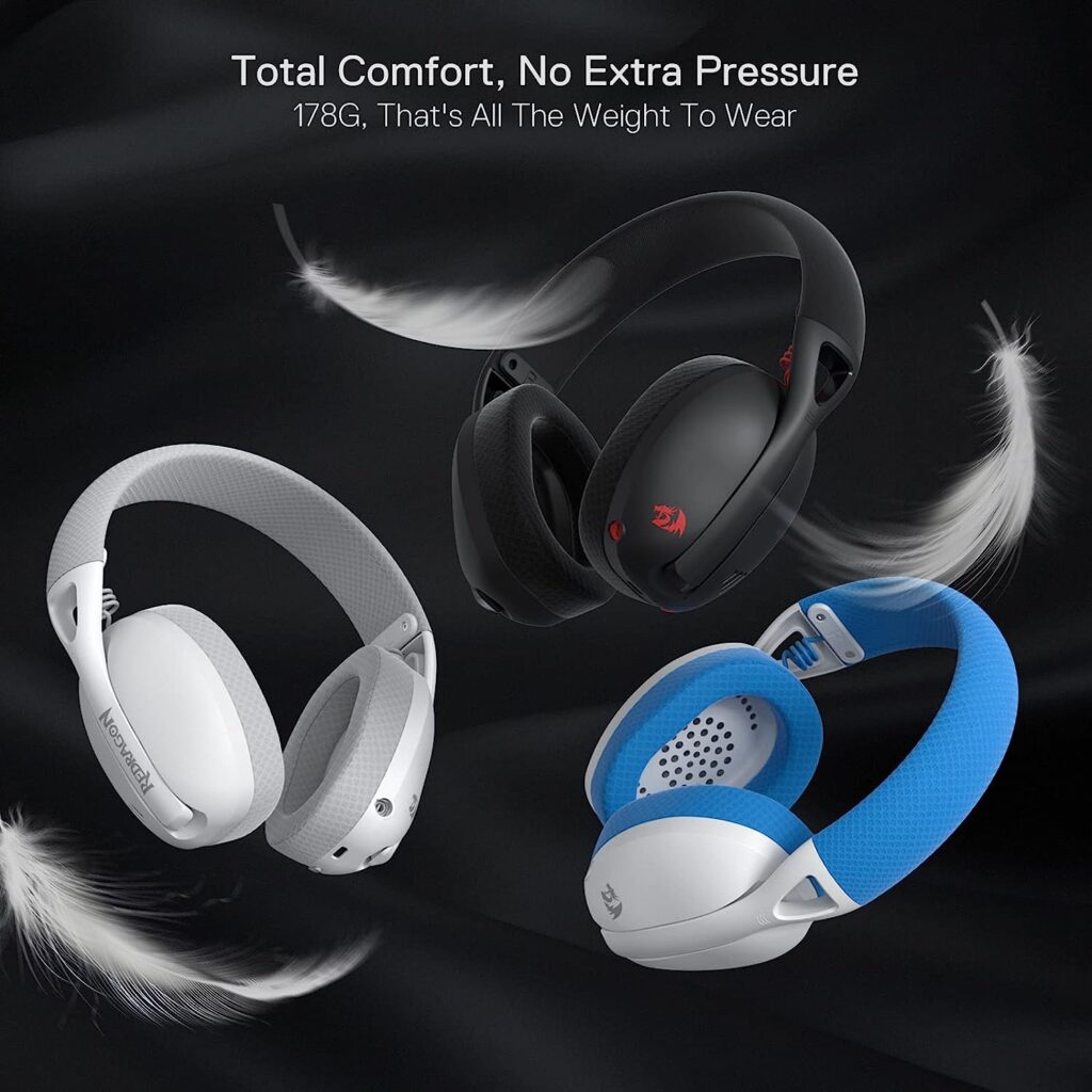Redragon H848 Bluetooth Wireless Gaming Headset - Lightweight - 7.1 Surround Sound - 40MM Drivers - Detachable Microphone - Multi Platforms for PC, PS5/4/3, Switch, Mobile