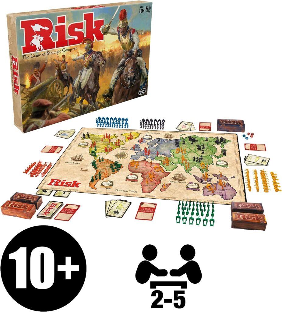 Risk Board Game, Strategy Games for 2-5 Players, Strategy Board Games for Teens, Adults, and Family, War Games, Ages 10 and Up
