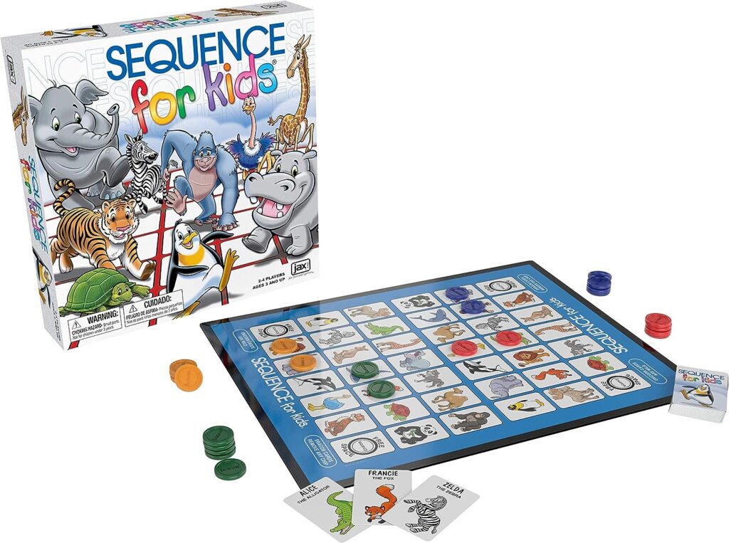 SEQUENCE for Kids -- The No Reading Required Strategy Game by Jax, Multi Color, 11 inches (2-4 players)
