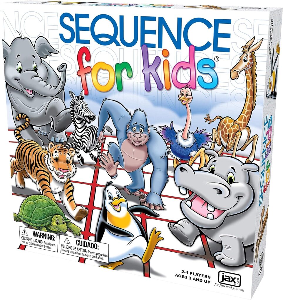 SEQUENCE for Kids -- The No Reading Required Strategy Game by Jax, Multi Color, 11 inches (2-4 players)