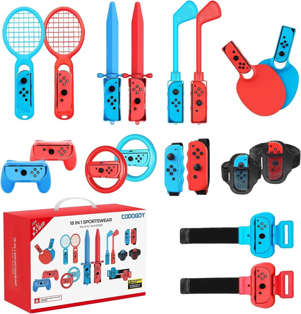 Switch Sports Accessories - CODOGOY 18 in 1 Switch Sports Accessories Bundle for Nintendo Switch Sports, Family Accessories Kit Compatible with Switch/Switch OLED Sports Games