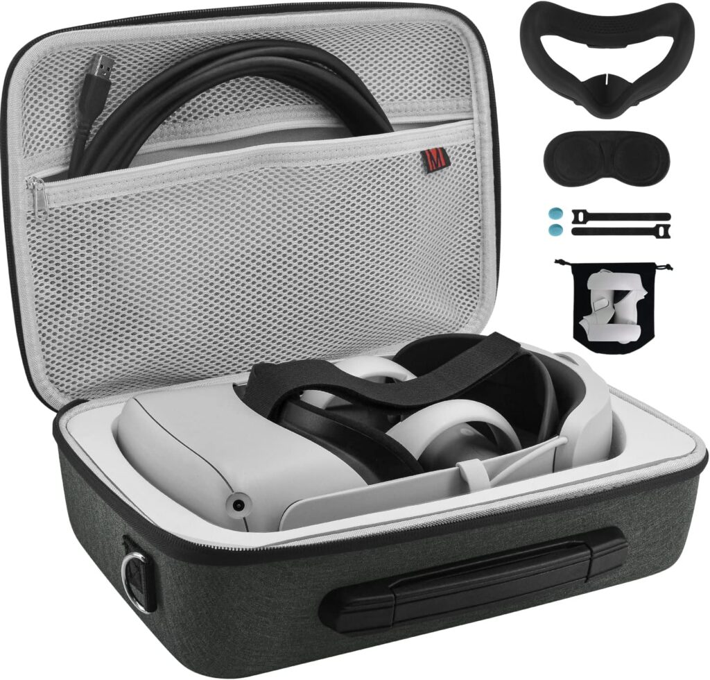 VORI Case for Oculus Quest 2 fit Elite Strap, with Silicone Face Cover  Len Protector, Portable Hard Carrying Case for Meta Quest 2 VR Headset and Controller Accessories, for Travel and Home Storage