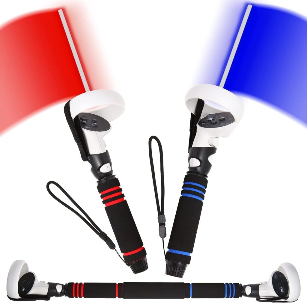 VR Beat Saber Handles,Upgraded VR Dual Handles Extension Grips and Long Stick Handle for Meta/Oculus Quest 2 Controller Playing BeatSaber Games and VR Game
