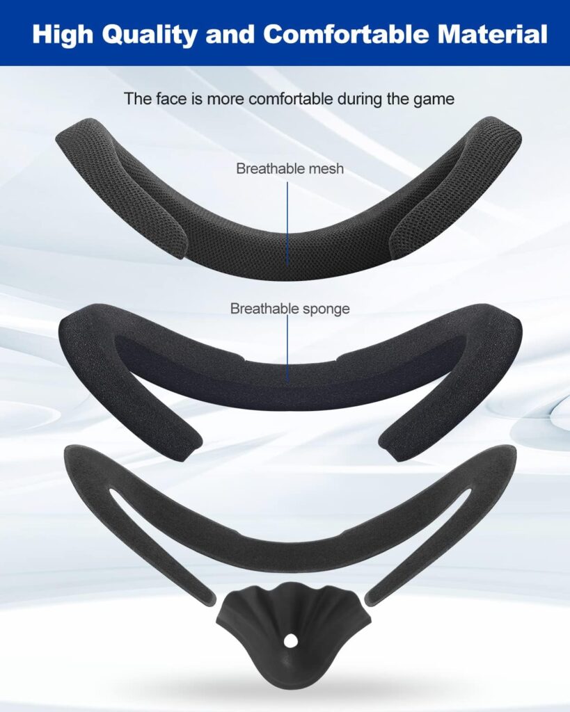 VR Face Cushion Pad for Oculus Quest 2 Accessories, Fitness Facial Interface Foam Replacement, with 2 x Foam Replacement and Air-Circulation Design