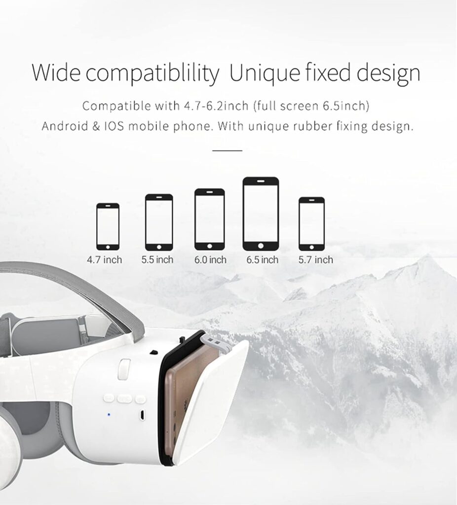 VR Headset for iPhone Apple Android PC Phone, 3D Virtual Reality Headset VR Set Realidad Virtuales Gafas Game System VR Goggles Glasses W/Remote for Kids  Adult Play Game Watch 3D IMAX Movie, White