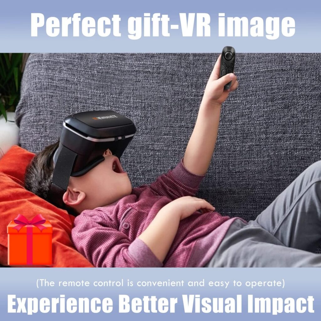 VR Headsets Compatible with iPhone  Android Phones - VR Set Incl. Remote Control for 4.7”-6.53” Cell Phone, 3D Virtual Reality Goggles Glasses Gift for Kids and Adults for 3D Gaming and Videos